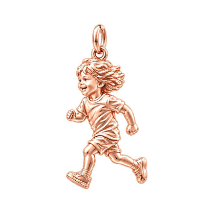 Running Child Joy Charm Bracelet – Personalized Mom Gift – rose gold charm, front view