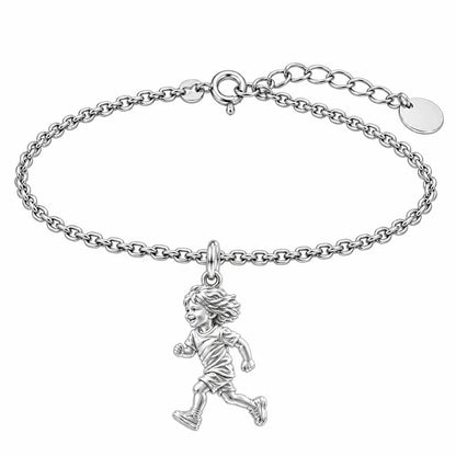 Running Child Joy Charm Bracelet Set – silver, front view