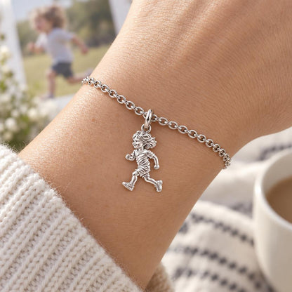 Running Child Joy Charm Bracelet Set – worn / in use