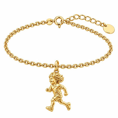 Running Child Joy Charm Bracelet Set – 18K gold, front view