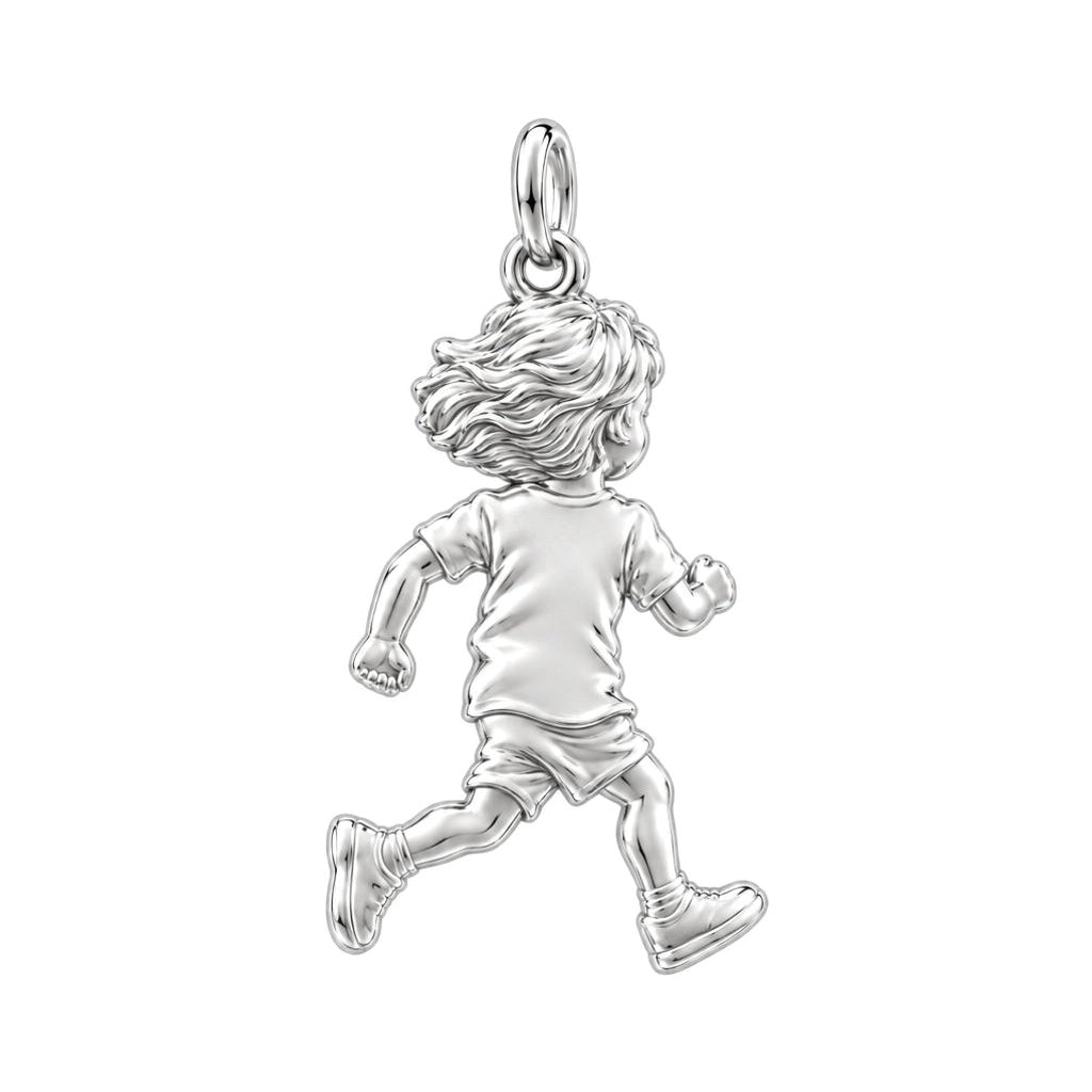 Running Child Joy Charm Necklace Set – back of the charm, engraving area