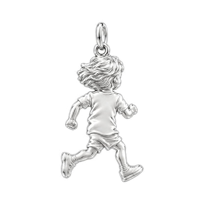 Running Child Joy Charm Necklace Set – back of the charm, engraving area