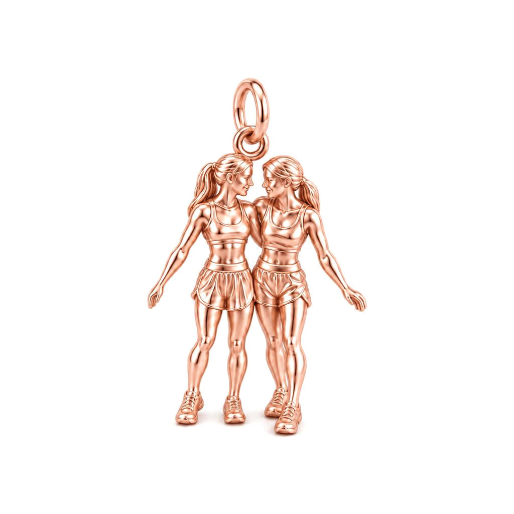 Running Partners Charm Bracelet – Personalized Best Friend Gift – rose gold charm, front view