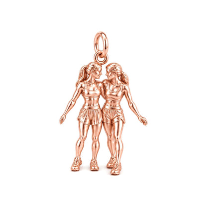 Running Partners Charm Bracelet – Personalized Best Friend Gift – rose gold charm, front view