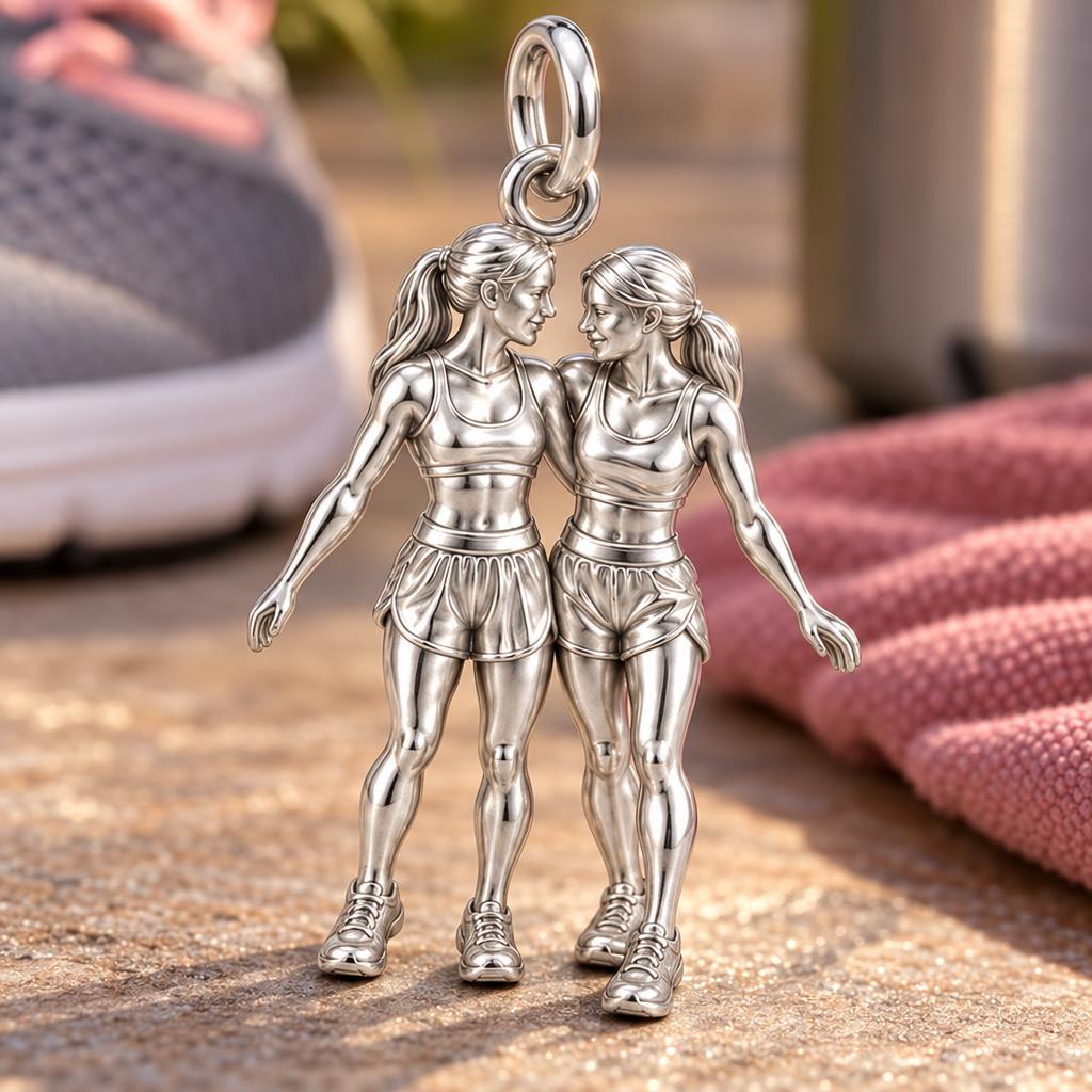 Running Partners Charm Bracelet – Personalized Best Friend Gift – macro detail of the charm