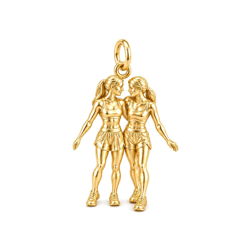 Running Partners Charm Bracelet – Personalized Best Friend Gift – 18K gold charm, front view