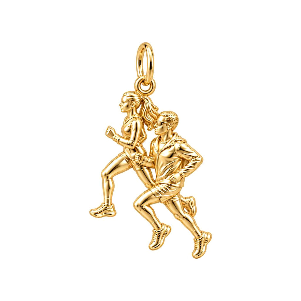 Running Partners Charm Bracelet – Personalized Couple Gift – 18K gold charm, front view