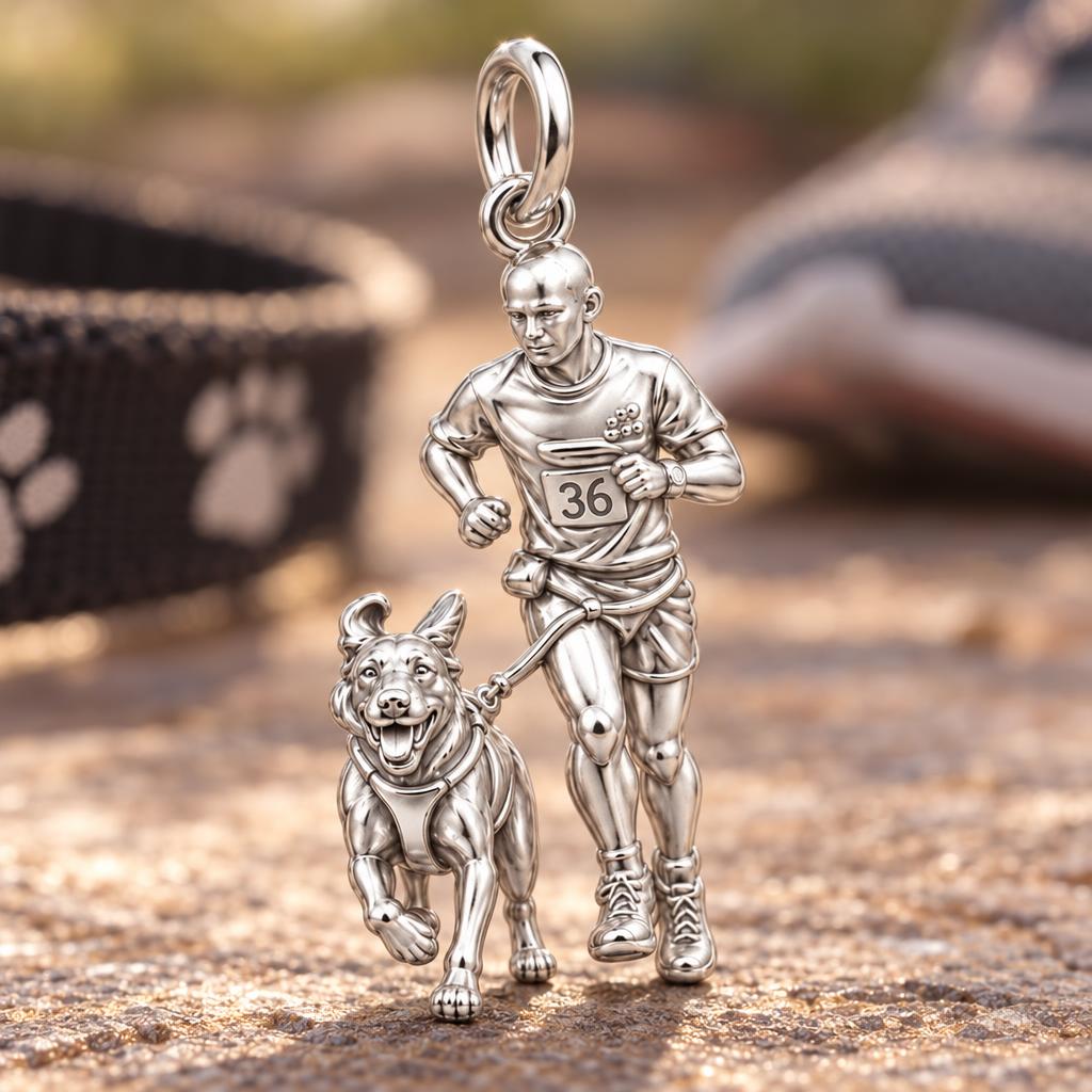 Running Partners Charm Bracelet – Personalized Dog Mom Gift – macro detail of the charm