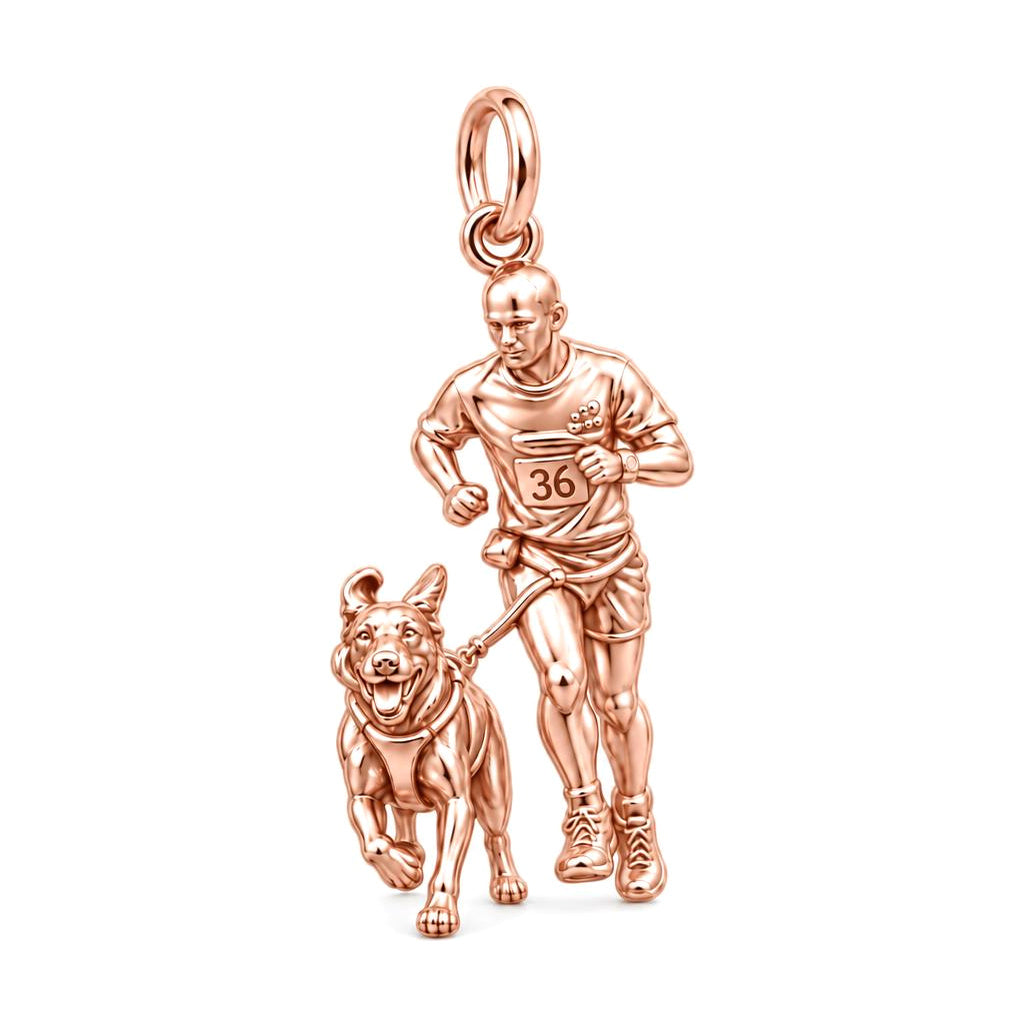 Running Partners Charm Bracelet – Personalized Dog Mom Gift – rose gold charm, front view