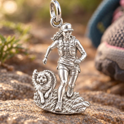 Running Together Charm Bracelet – Personalized Dog Mom Gift – macro detail of the charm