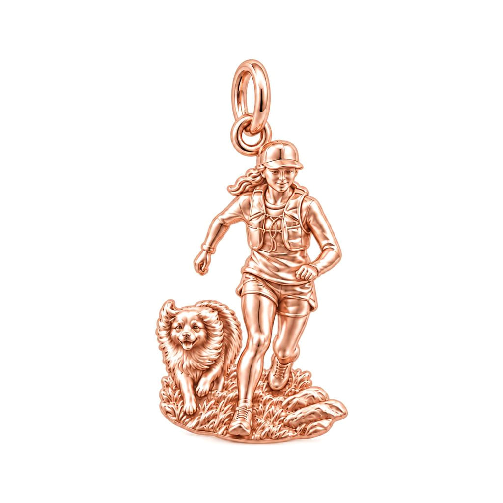 Running Together Charm Bracelet – Personalized Dog Mom Gift – rose gold charm, front view