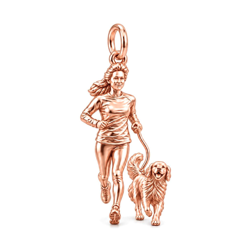 Running Together Forever Charm Bracelet – Personalized Dog Mom Gift – rose gold charm, front view