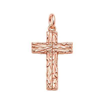Rustic Bark Cross Charm and Polyester Cord Bracelet Set