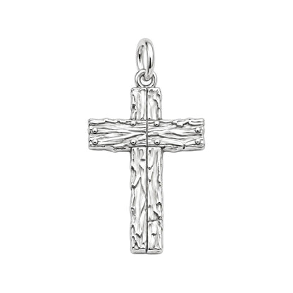 Rustic Bark Cross Charm and Polyester Cord Bracelet Set