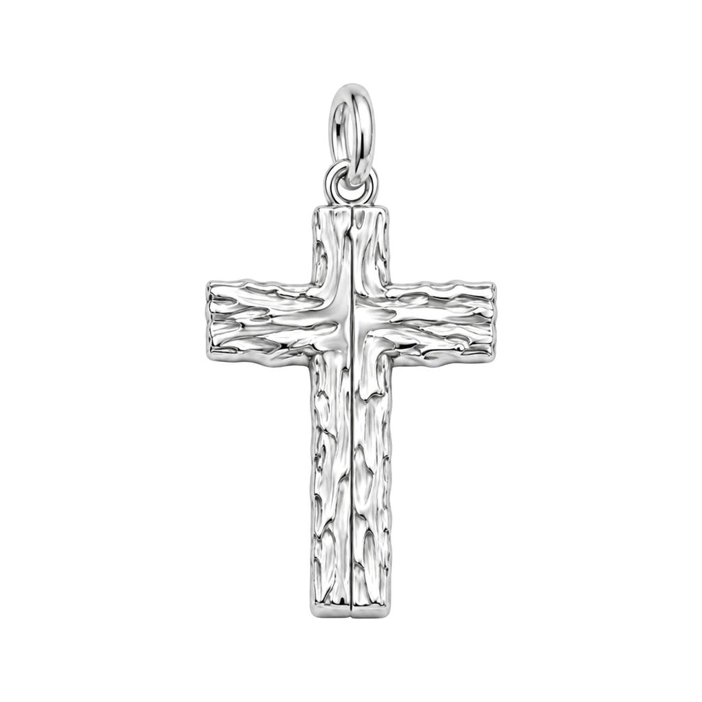 Rustic Bark Cross Charm and Polyester Cord Bracelet Set