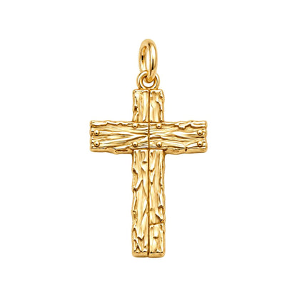 Rustic Bark Cross Charm and Polyester Cord Bracelet Set