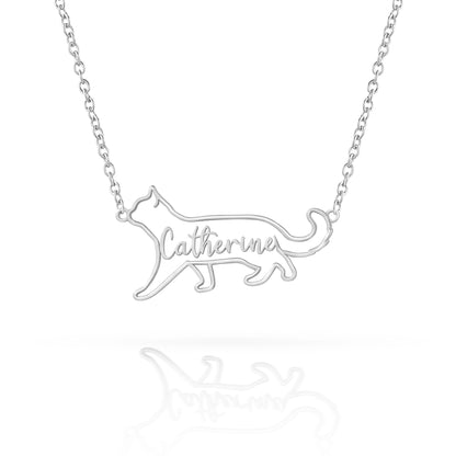 The Fine Line Portrait Cat – Custom Cat Silhouette Handcrafted Necklace
