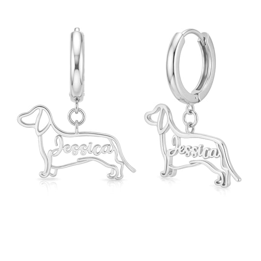 Soulyshine Fine Line Portrait – Personalized Your Dog's Outline Huggie Earings