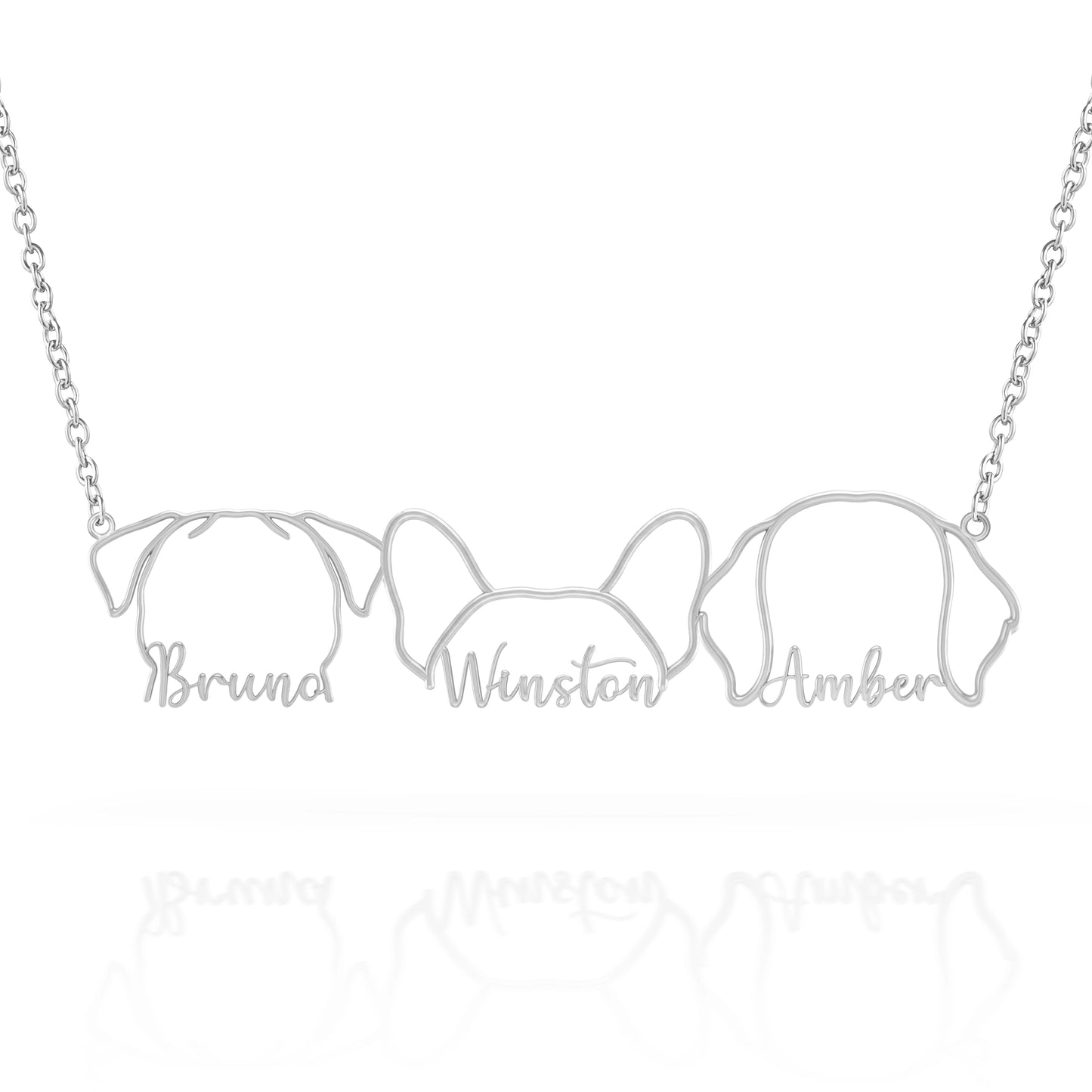 Soulyshine Whisper of Paws – Personalized Outline Your Pet's Face and Name Necklace