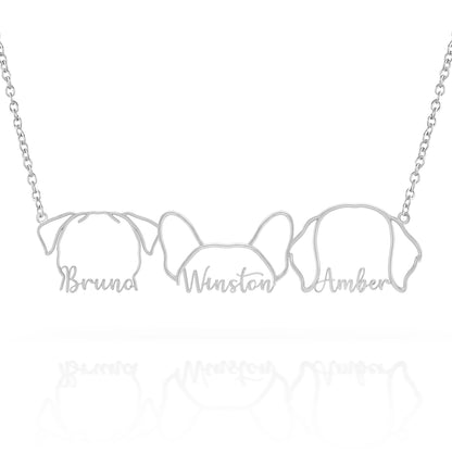 Soulyshine Whisper of Paws – Personalized Outline Your Pet's Face and Name Necklace