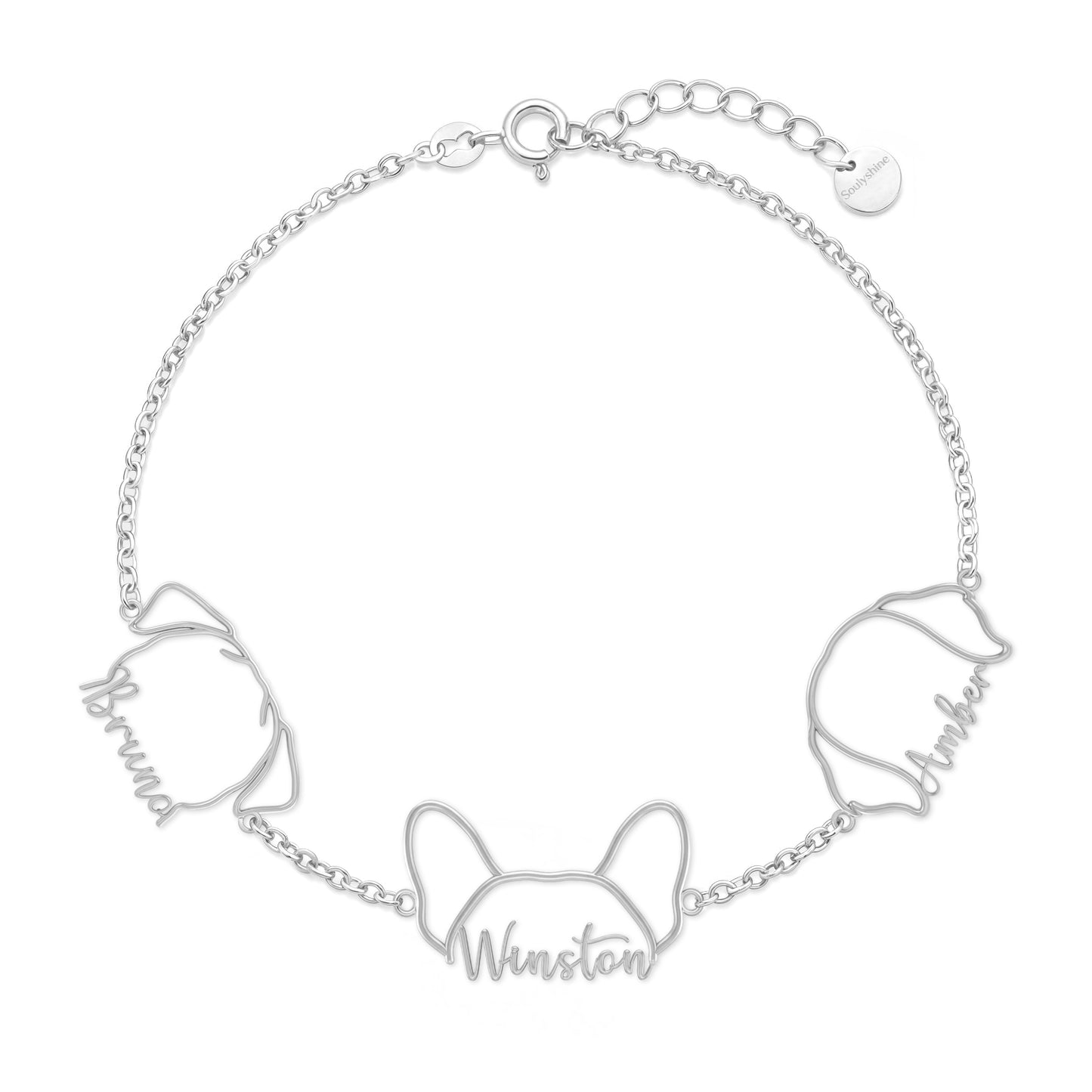 Soulyshine Whisper Outline Your Pet's Face and Name - Handcrafted Bracelet