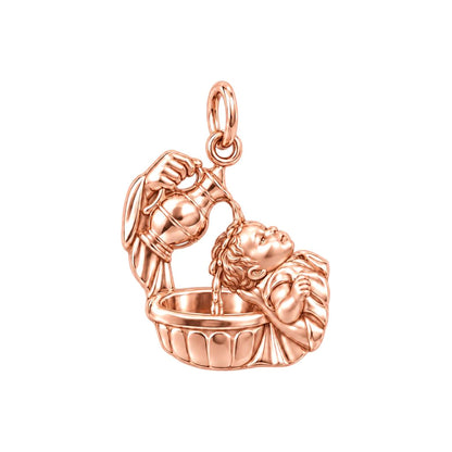 Sacred Baptism Moment Charm Bracelet – Personalized Memorial Gift – rose gold charm, front view