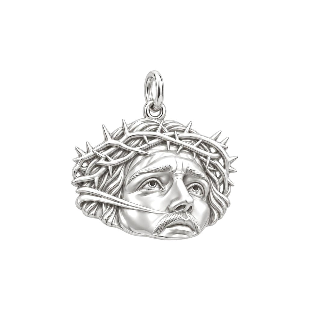 Sacred Crown Of Thorns Charm Bracelet – Personalized Priest Gift – silver charm, front view