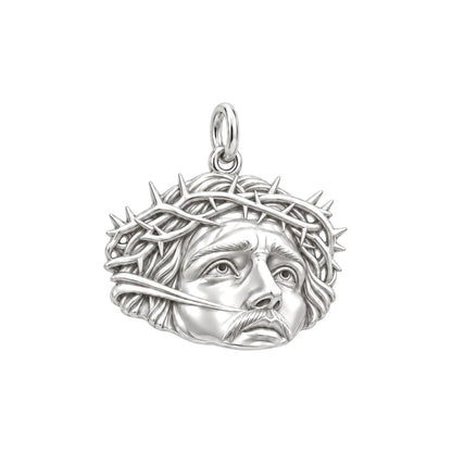 Sacred Crown Of Thorns Charm Bracelet – Personalized Priest Gift – silver charm, front view