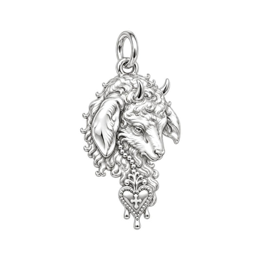 Sacred Heart Lamb Charm Bracelet – Personalized Mom Gift – silver charm, front view