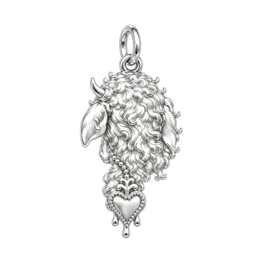 Sacred Heart Lamb Charm Bracelet – Personalized Mom Gift – back of the charm, engraving area