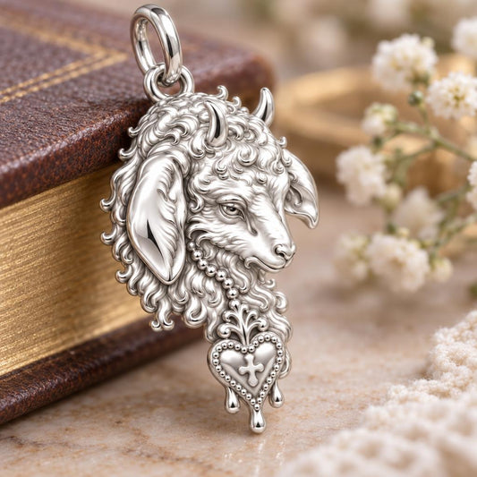 Sacred Heart Lamb Charm Bracelet – Personalized Mom Gift – macro detail of the charm