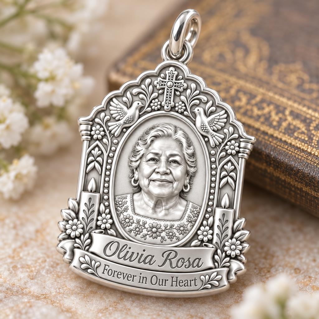 Sacred Remembrance Charm Bracelet – Personalized Memorial Gift – macro detail of the charm