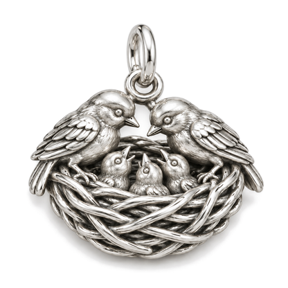 Safe in the Nest Charm — Silver Super Macro | charm-topics-remaining-444-2026-09-14 | topic-144