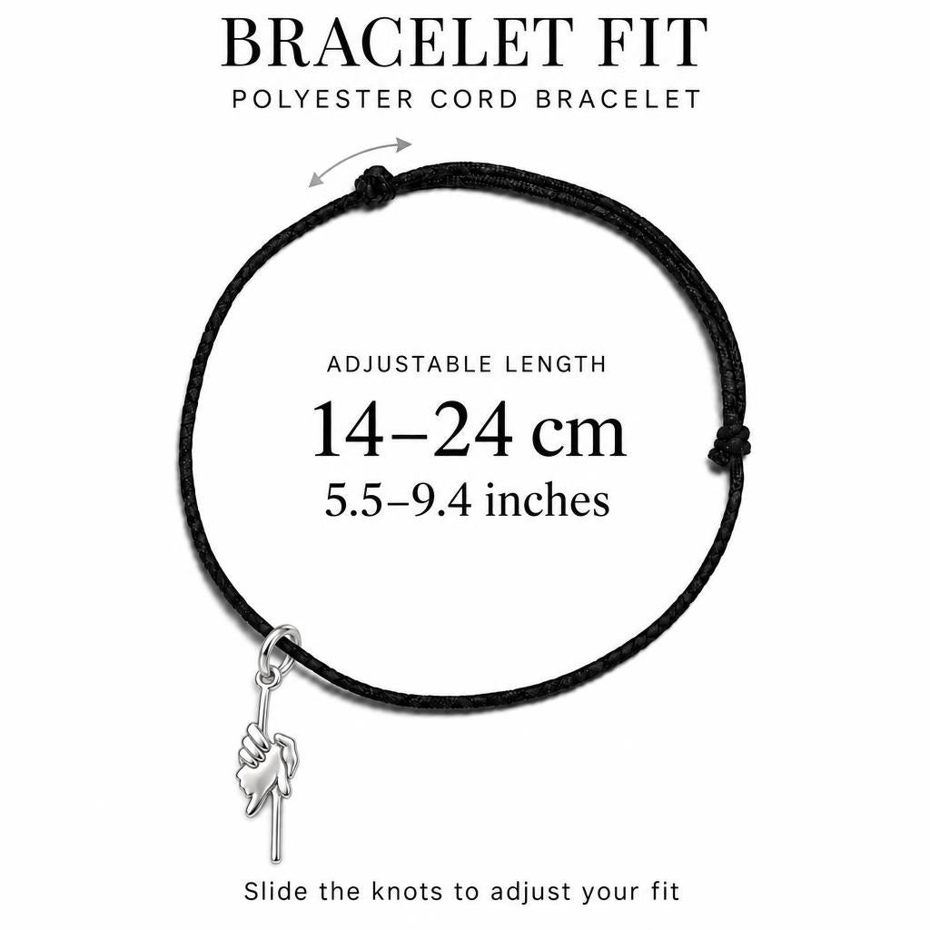 Safe in Your Hands Charm Bracelet – Personalized Dog Mom Gift – adjustable black cord bracelet, 14–24 cm