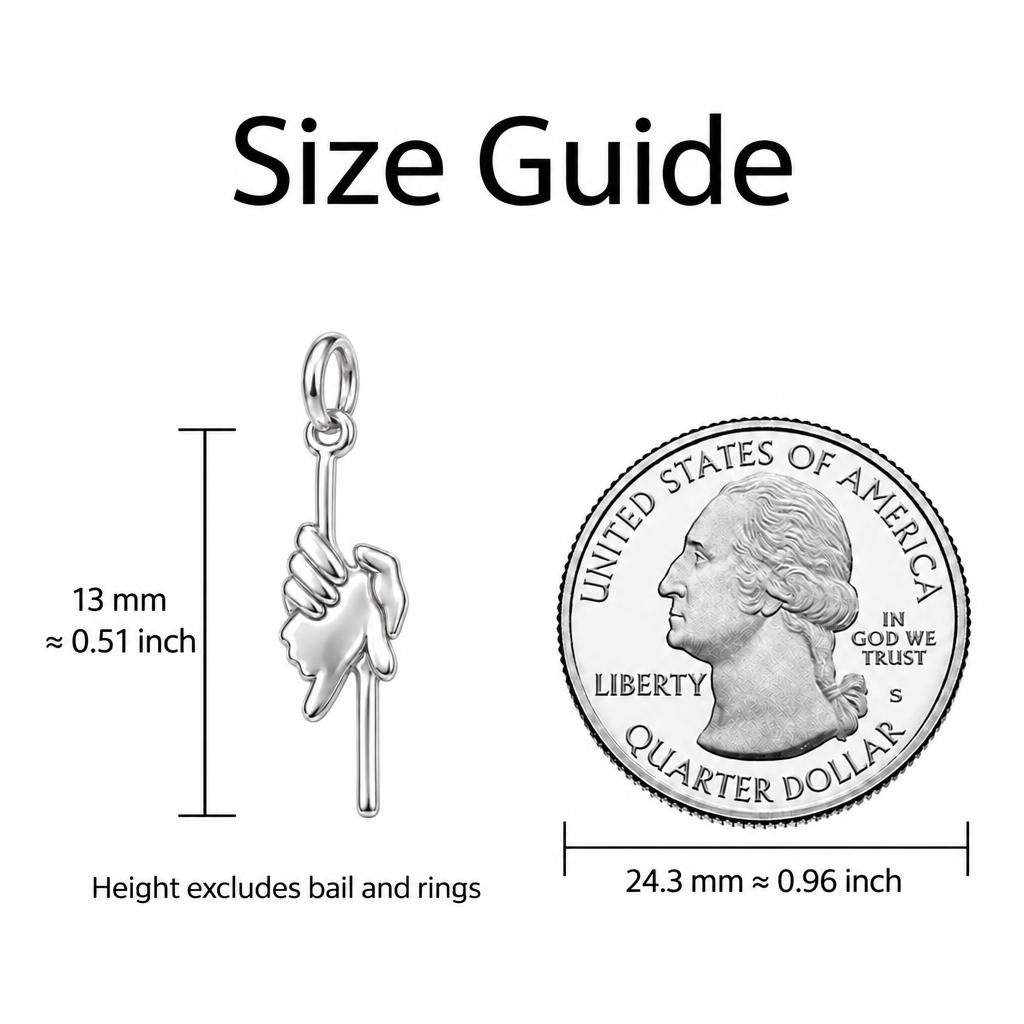 Safe in Your Hands Charm Bracelet – Personalized Dog Mom Gift – size guide, 13 mm charm next to a quarter