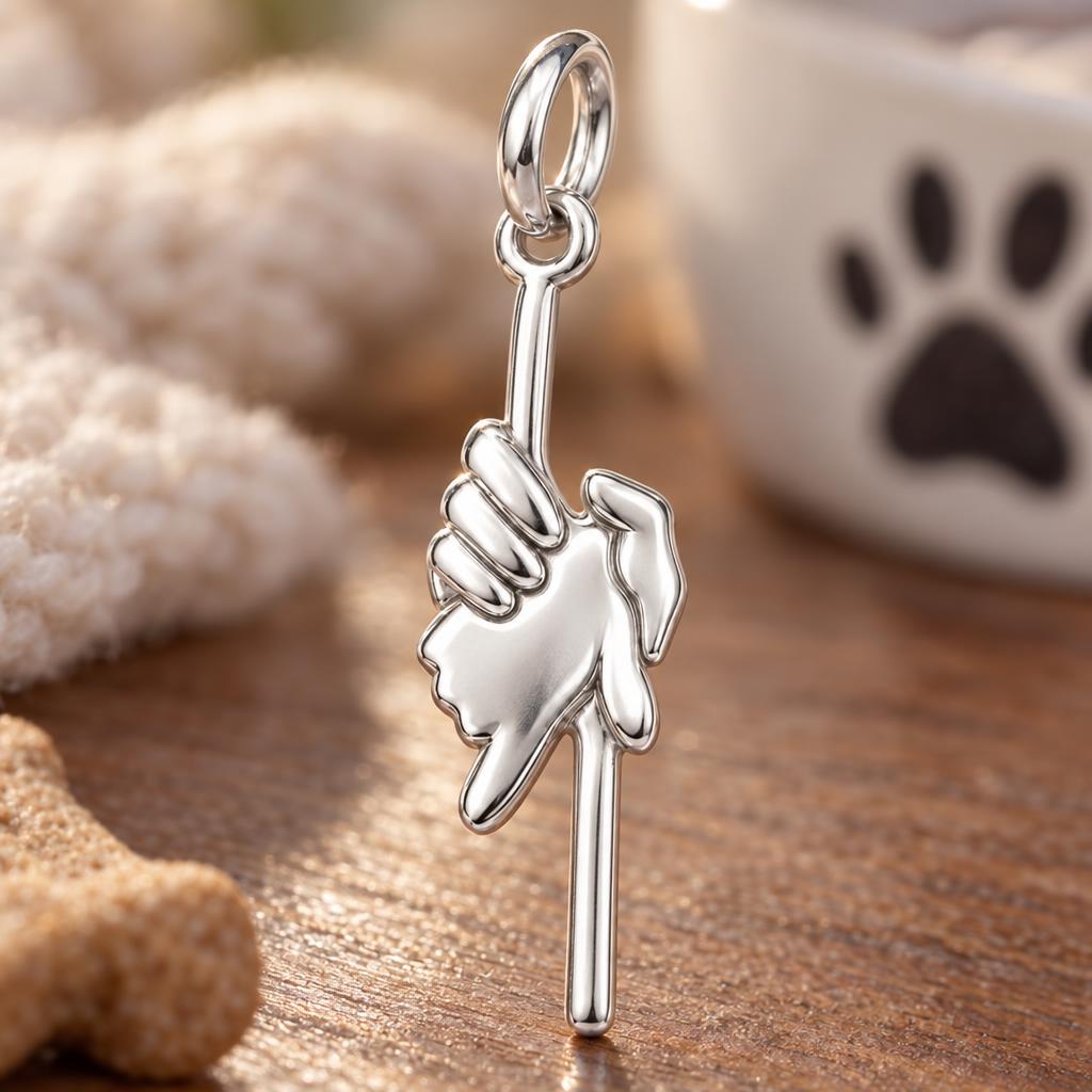 Safe in Your Hands Charm Bracelet – Personalized Dog Mom Gift – macro detail of the charm