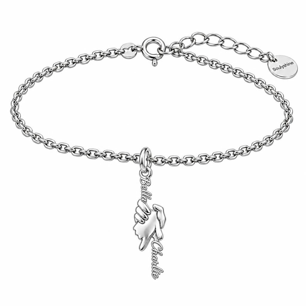 Safe in Your Hands Charm Bracelet Set – silver, front view
