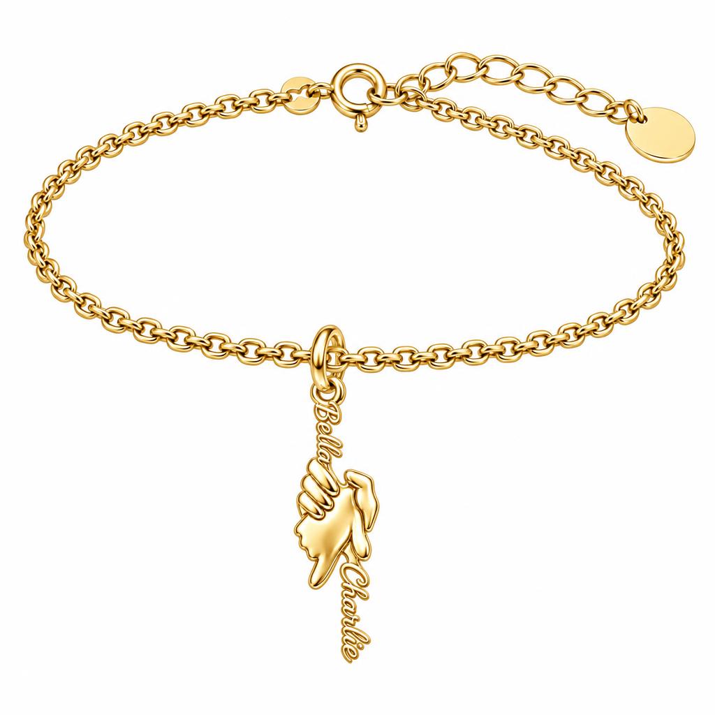Safe in Your Hands Charm Bracelet Set – 18K gold, front view