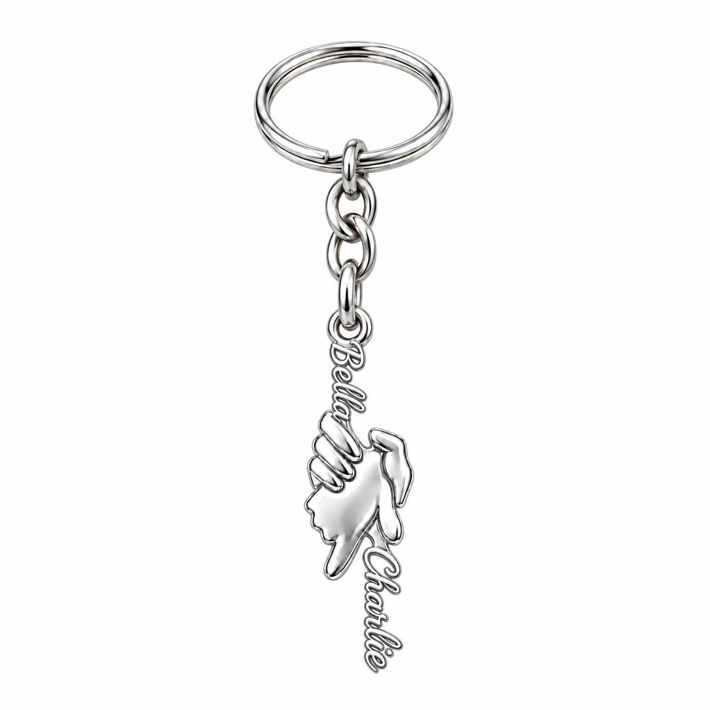 Safe in Your Hands Charm Keychain – silver, front view