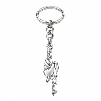 Safe in Your Hands Charm Keychain – silver, front view