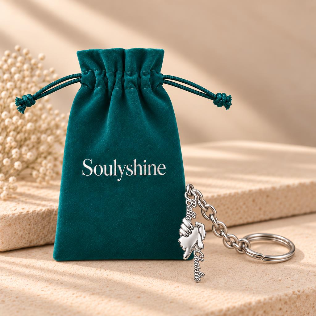 Safe in Your Hands Charm Keychain – Soulyshine velvet gift pouch
