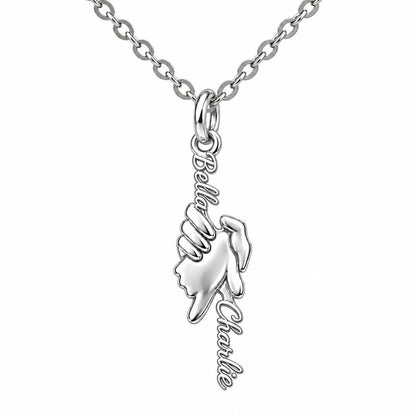 Safe in Your Hands Charm Necklace Set – silver, front view