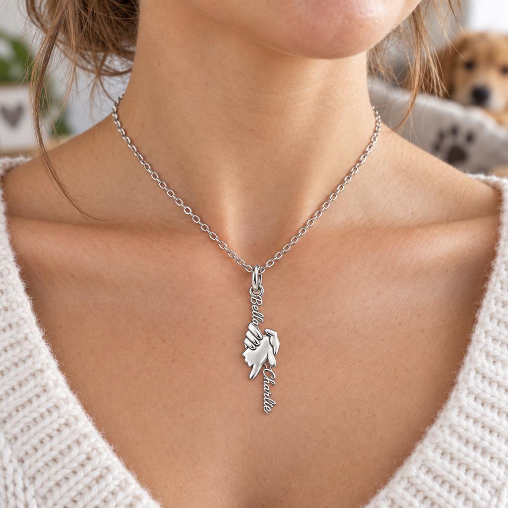 Safe in Your Hands Charm Necklace Set – worn / in use