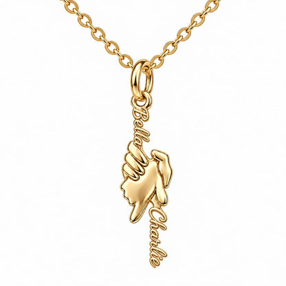 Safe in Your Hands Charm Necklace Set – 18K gold, front view