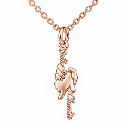 Safe in Your Hands Charm Necklace Set – rose gold, front view