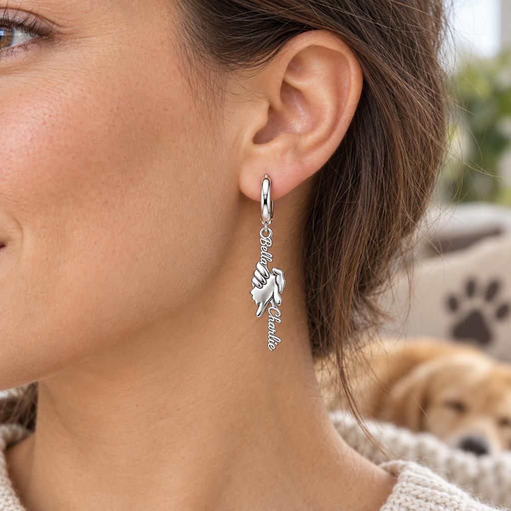 Safe in Your Hands Huggie Charm Earrings – worn / in use