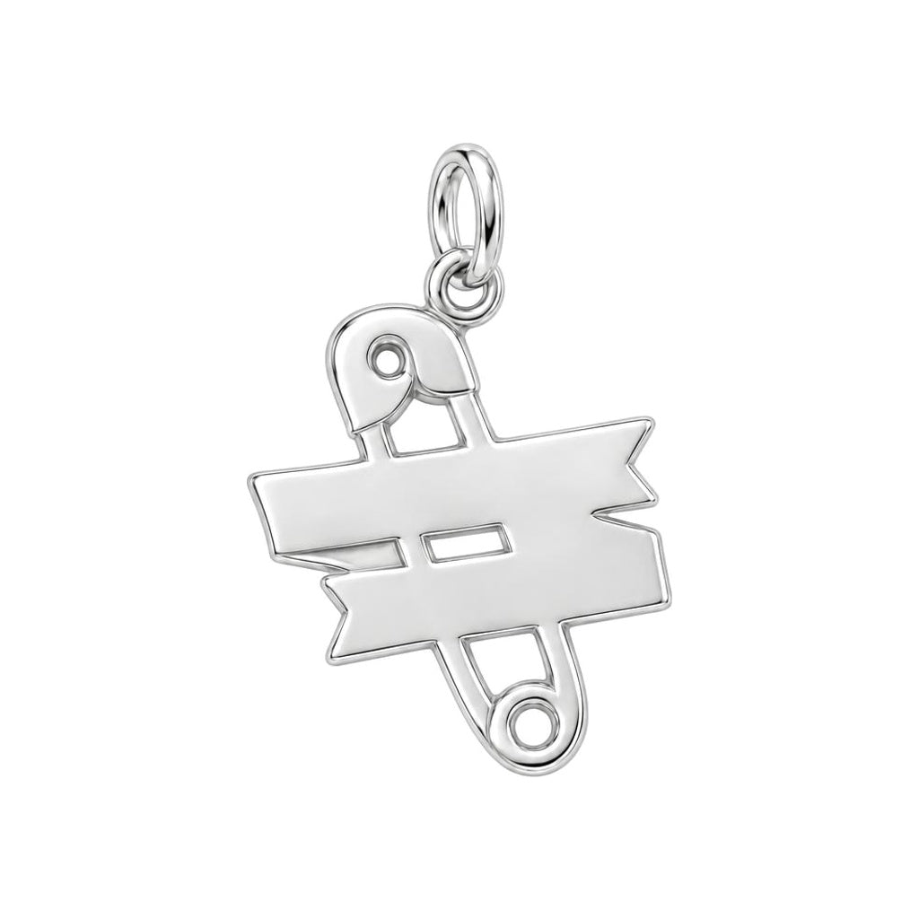 Safe With Me Safety Pin Charm Bracelet – Personalized Mom Gift – back of the charm, engraving area