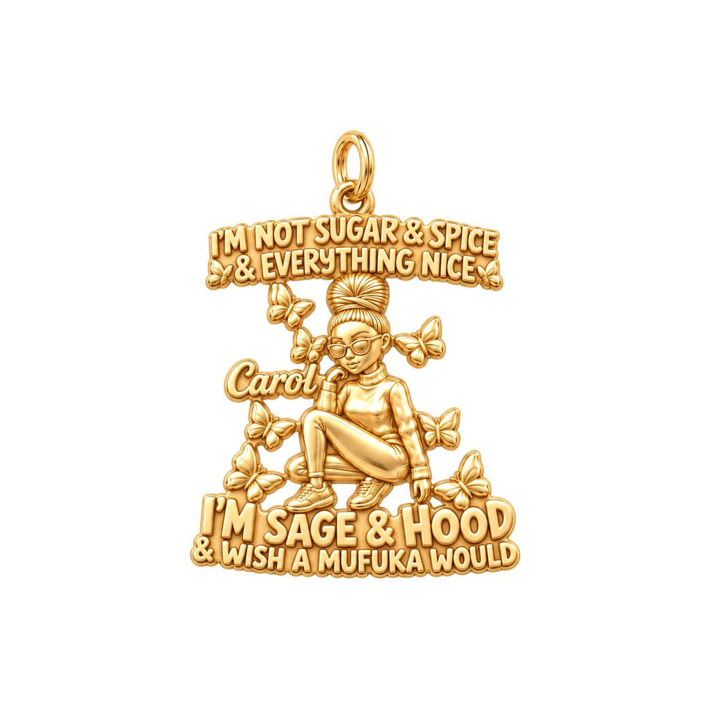 Sage And Hood Butterfly Charm Bracelet – Personalized Bestie Gift – 18K gold plated 3 cm charm, front view