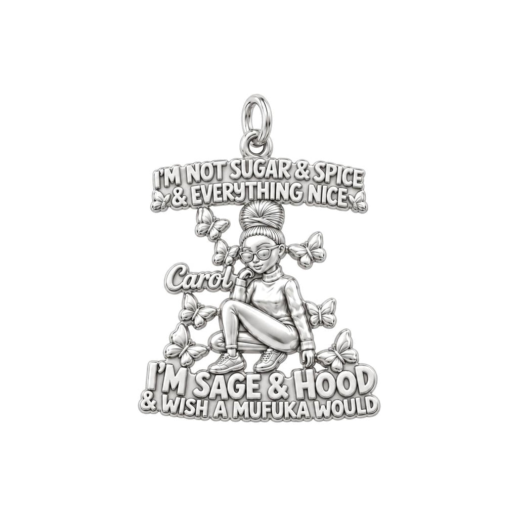 Sage And Hood Butterfly Charm Bracelet – Personalized Bestie Gift – silver plated 3 cm charm, front view