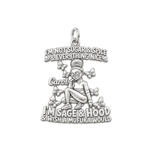 Sage And Hood Butterfly Charm Bracelet – Personalized Bestie Gift – silver plated 3 cm charm, front view
